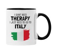Plumfoolery I Don't Need Therapy I Just Need to Go to Italy - Mug or Coaster - Gift Men or Women I'd Rather be in Italy, Italian Gift - Dishwasher Safe 11oz Coffee Cup (Black Mug)
