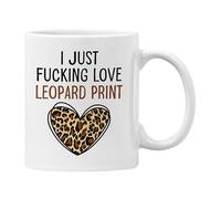 Plumfoolery I Just Love Leopard Print Mug or Coaster, Funny Animal Print Obsessed | Dishwasher Safe Ceramic 11oz Coffee Cup | Handprinted in The UK (White Mug)