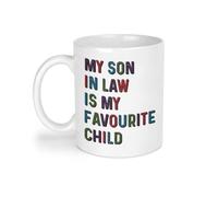 Plumfoolery My Son in Law is My Favourite Child Mug & Coaster: Funny Gift for or from Mother or Father in Law (White, Mug Only)