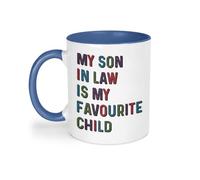 Plumfoolery My Son in Law is My Favourite Child Mug & Coaster: Funny Gift for or from Mother or Father in Law (Blue, Mug Only)