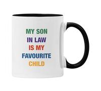 Plumfoolery My Son in Law is My Favourite Child Mug Gift Fathers Day Mothers Day Birthday (Black)
