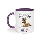 Plumfoolery Personalised Graduation Mug & Coaster, Smart Ass Custom Name Gift for University Leaver, A Level GCSE Results, Degree or Masters. Well Done You Did it (Purple, Mug Only)