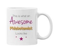 Plumfoolery Phlebotomist Mug Coaster This is What an Awesome Phlebotomist Looks Like Birthday Gift Him Her (White Mug)