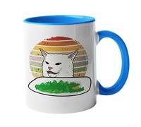 Plumfoolery Smudge Cat Mug Internet Meme, Social Media Cup Gift Him Her (Blue)