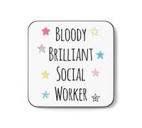 Plumfoolery Social Worker Mug Bloody Brilliant Social Worker Gift for him or her and Coaster (Coaster)