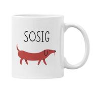 Plumfoolery SOSIG Dog Mug - Funny Dachshund Coffee Cup - Cute Sausage Dog Illustration for Dog Lovers - Novelty Animal Lover Gift (White)