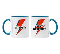 Plumfoolery Starman & Lady Stardust Mug David Bowie Glam Rock Cup Gift for Him & Her (Blue)