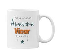 Plumfoolery Vicar Mug Coaster This is What an Awesome Vicar Looks Like Birthday Gift Him Her (White Mug)