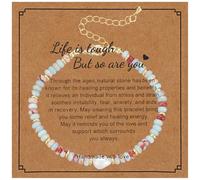 Plumiss Beaded Bracelets for Women, Colorful Natural Stones Set Freshwater Pearl Beaded Bracelet Gold Boho Bracelets Trendy Jewelry Gifts for Lover, Mom, Friends