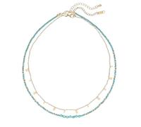 Plumiss Boho Handmade Natural Jasper Stone Beaded Crystal Mixed Strand Short Necklace for Women Girl, standard, Stone, No Gemstone