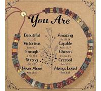 Plumiss Boho Inspirational Gifts Bracelets for Women,Handmade Unique Energy Natural Stone Beaded Strand Wrap Bracelet Jewelry Gift, 4.5 UK, Stone, no gemstone