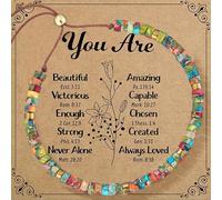 Plumiss Inspirational Gifts Bracelets for Women, Boho Handmade Colorful Imperial Jasper Stone Beaded Bracelets, You are Beautiful Amazing Bracelet