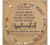 Plumiss Inspirational Gifts Bracelets for Women, Boho Handmade Natural Picture Jasper Stone Beaded Bracelets, You Deserve The Best Bracelet