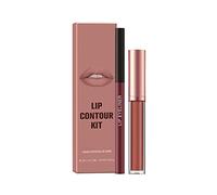 Plump It up Lip Gloss 1+1 Mattes Liquid Lipstick Lipliner Set One Steps Lip Makeup Set Pigment Velvet Bare Lip Dyeing Non Stick Cup Waterproof Long Lasting Lip Color Makeup Gift Lip Tints for Girls