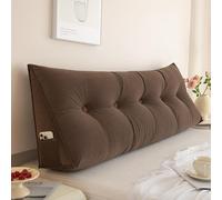 Plump Triangular Wedge Pillow for Bed & Reading Support Coffee Color Headboard Pillow with Pocket Perfect for Bay Windows & 80x50x20CM