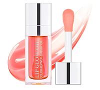 Plumping Lip Oil, Hydrating Lip Gloss Tinted Lip Balm Lip Care Transparent Toot Lip Oil, Long Lasting Nourishing Lip Glow Oil Non-sticky Big Brush Glitter Shine Primer Lip Tint (Pink)