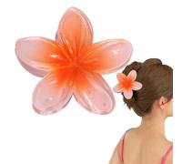 plumria Hair Claw Clips - Vibrant Hawaiian Flower Hair Accessories, Tropical Hair Clips In Multicolor | Realistic Frangipani Claw Hair Clips For Summer Look, Beach Holidays, Casual Daily Styling, Lua