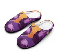 Plums And Orange Slippers Women Winter Warm Cotton Hotel Slippers Anti-Slip Indoor Slip-Ons House Shoes 11-12(42-43)
