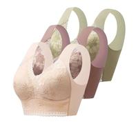 Plunge Bras for Women 3 Pack Bras Older Women Wireless Ladies Full-Coverage Sports Bra Lace Wide Strappy Wirefree Seamless Comfortable Anti-Sagging Bras Elderly Bralettes Mesh Sleep T-Shirt Bra