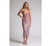 Plunge Neck Sequin Midaxi Dress in Pink Ombre Vesper Light Pink 8
