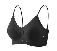 Plunge Push up Bra Wireless Comfortable Soft Bras for Women Full Coverage Non Wired Push Up Lace V Cup Padded Tshirt Everyday Bralettes for Large Breasts Black