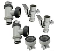 Plunger Valve Set for Above Ground Pools, 3-Piece Kit with 1.25" to 1.5" Hose Adapter & Type B Fittings, Water Flow Control, Plastic Construction, Easy Installation(2set)