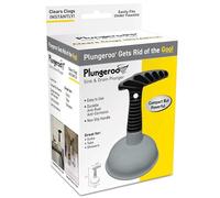 Plungeroo Sink Plunger, Powerful Mini Plunger with Short Handle, Easy-to-Use Unclogging Tool for Bathroom Drains, Shower, Bath, and Sink, Gray, (6.1 x 4.2 x 2.9 Inch)