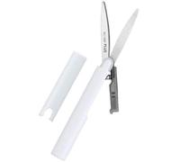 Plus By Pentel Fluorine Coated Non Stick Curved Blades Pocket Scissors With Secure Locking Mechanism Airplane Friendly 135mm White 35698