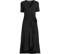 Plus Cotton Modal Short Sleeve V-neck Wrap Dress lands end Black 28-30