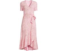 Plus Cotton Modal Short Sleeve V-neck Wrap Dress lands end Pink 20