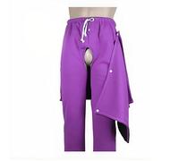 Plus Fleece Bedridden Patient Care Pants, Elderly Incontinence Warmth Open Crotch for Disabled Surgery Patients Easy Wear(Lila,3XL)