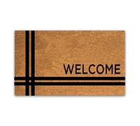 PLUS Haven 17.5x30 Door Mat with Heavy-Duty Backing - Coco Coir Doormat for Outdoor or Indoor Uses - Non-Slip Welcome Mats for Entryway or Porch - Easy to Clean Front Door Mat - Natural Brown
