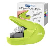 PLUS Japan, Staple-Free Stapler Green, 5 sheet capacity, 1 piece pack (1 x 1 stapler)