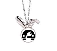 Plus Minus Sign Energy Vehicles Protect Environment Rabbit Necklace Pendant Bunny Animal Jewelry Gift
