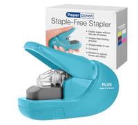 PLUS Paper Clinch Compact Staple Free Staple Blue Turquoise