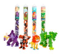 PLUS PLUS Animals Bundle - 4 x 100 pc tubes, Tiger + Lion + Elephant + Gorilla