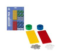 PLUS PLUS Toy Accessories for Kids 5 Plus Years Old - Accessory Pack with 2 Base Plates, 8 Wheels and 4 Hubs - Red and Yellow