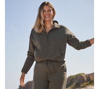 Plus Serious Sweats Half Zip Sweatshirt lands end Dark Green 14-16