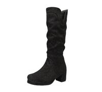 Plus Size 47-50 Women's Mid-Calf Boots With Square Toe Block Heels And Platform Zipper Closure For Casual Leisure Outfits