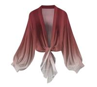 Plus Size Beach Cover Up Kimonos for Women Batwing Cardigan Casual Thin Jacket Gradient Printing Loose Long Sleeve Chiffon Kimono Kaftan White Sarong Thin Open Front Beachwear