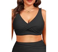 Plus Size Bikini Top Only - Large Bust Swim Top Swim Bra Bathing Suit Top 2025 Swimsuits Top Black 22W, Black, 22 Plus
