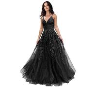 Plus Size Black Prom Dresses 2025 Tulle Wedding Dresses Sparkly Women Lace Appliques Long Corset Ball Gwons Black US18W, Black, 22 Plus