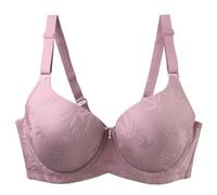 Plus Size Bras for Women Full Coverage Underwire Support Bralettes Push Up Bra for Large Breasts Ladies Everyday Bra Adjustable Straps Padded Comfort Underwear Anti Sagging Breast Bras Pink