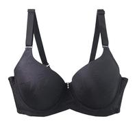 Plus Size Bras for Women Full Coverage Underwire Support Bralettes Push Up Bra for Large Breasts Ladies Everyday Bra Adjustable Straps Padded Comfort Underwear Anti Sagging Breast Bras Black