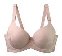 Plus Size Bras for Women Full Coverage Underwire Support Bralettes Push Up Bra for Large Breasts Ladies Everyday Bra Adjustable Straps Padded Comfort Underwear Anti Sagging Breast Bras Beige