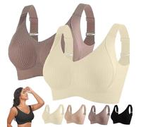 Plus Size Bras for Women UK 2 Piece Non Wired Sports Padded Wireless Adjustable Older Support Lift Bra Full Coverage Everyday High Impact Large Minimiser Ribbed Sagging Sport Fashion Bra