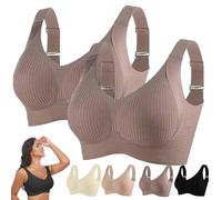 Plus Size Bras for Women UK 2 Piece Non Wired Sports Padded Wireless Adjustable Older Support Lift Bra Full Coverage Everyday High Impact Large Minimiser Ribbed Sagging Sport Fashion Bra