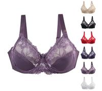 Plus Size Bras for Women UK Minimiser Wired Underwired Full Cup Comfort Non-Foam Adjustable Straps Floral Lace Push Up Support Everyday Non-Padded Soft Bra for Large Busts