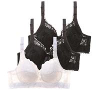 Plus Size Bras for Women UK Multipack Womens Ladies Adjustable Straps Full Coverage Underwired Wired Ultra Thin Soft Breathable Floral Underwear Sheer Padded Everyday Comfortable Lift Up Plunge Bra