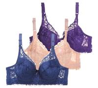 Plus Size Bras for Women UK Multipack Womens Ladies Adjustable Straps Full Coverage Underwired Wired Ultra Thin Soft Breathable Floral Underwear Sheer Padded Everyday Comfortable Lift Up Plunge Bra
